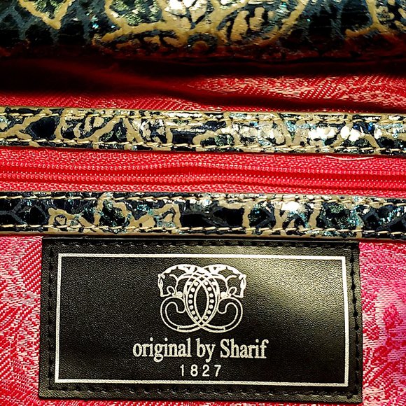 .114 SHOW Sharif Designed In New York Metallic Blue Green Sparkle Handbag - Picture 14 of 14